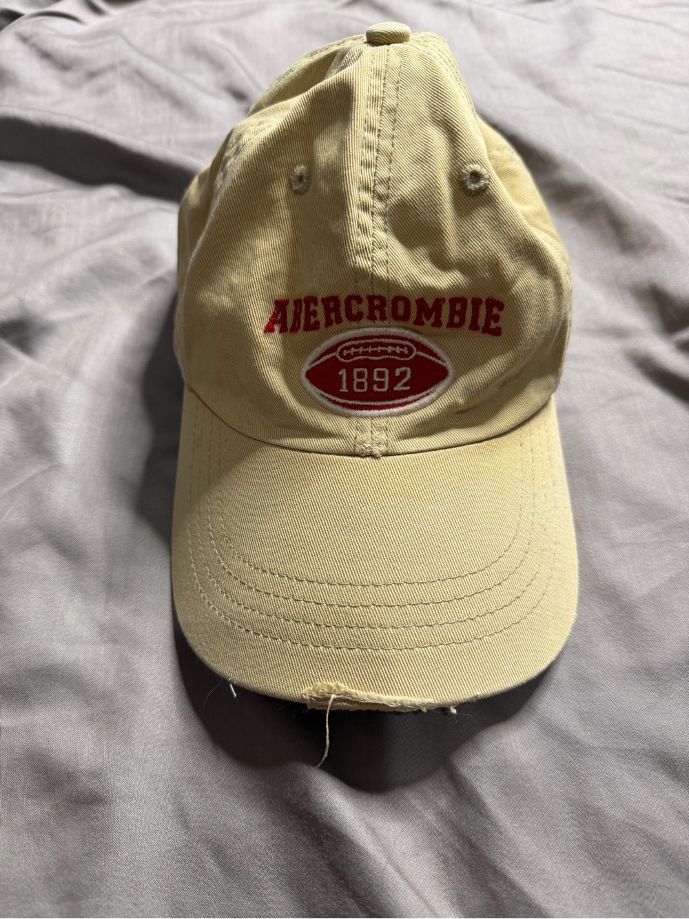 Abercrombie & Fitch Tan Baseball Cap with Red Embroidered Logo